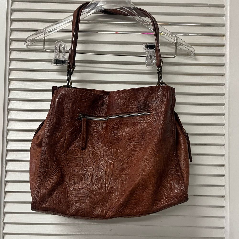 AMERICAN LEATHER CO.✨Elegant Brown Embossed Leather Tote
